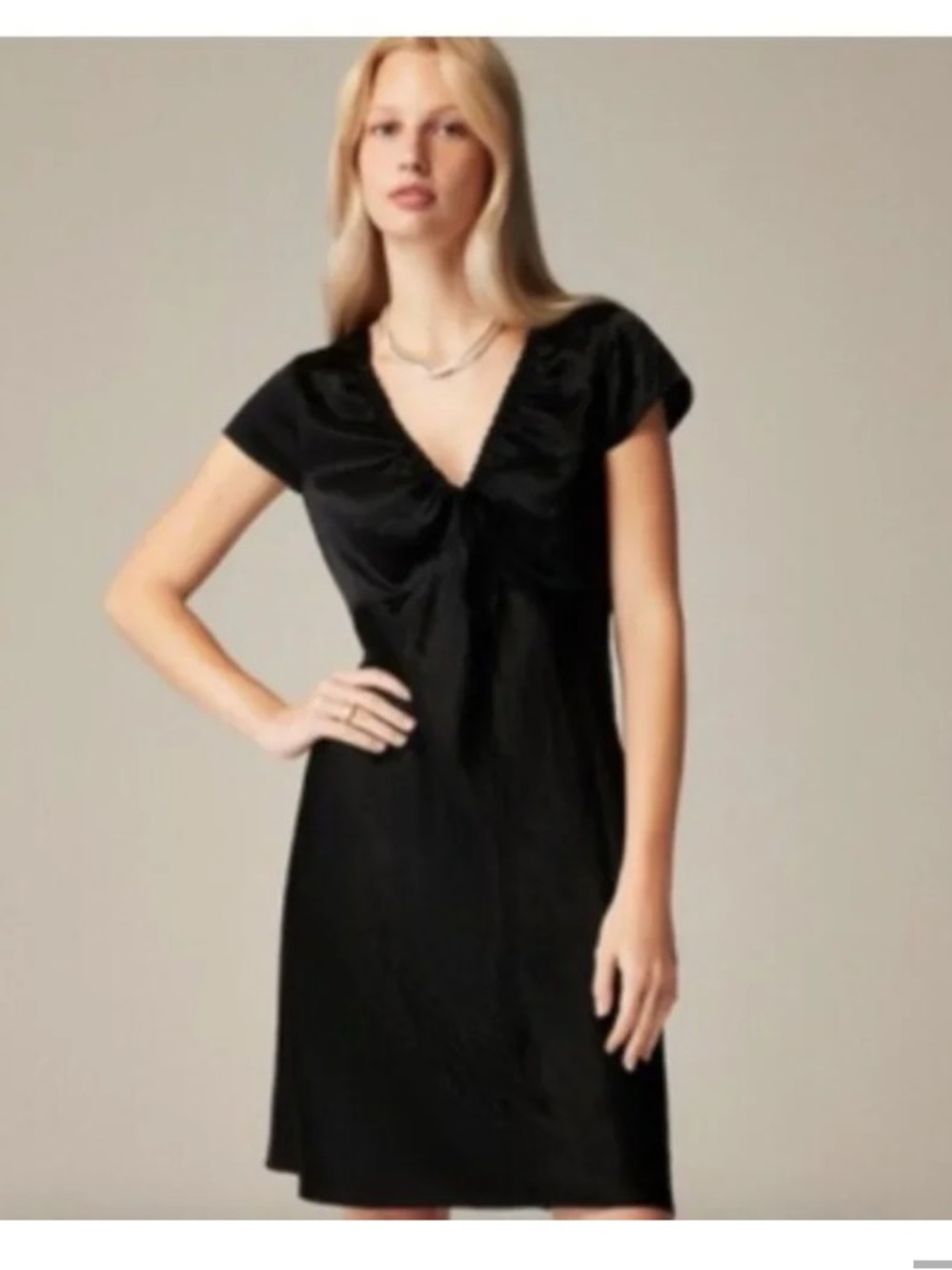 J.CREW short-sleeve slip dress in textured satin in black sz 6